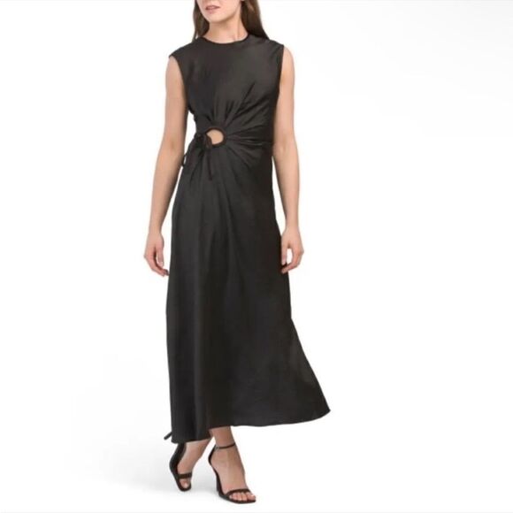 House of Harlow 1960 Revolve Satin Slip Dress Circle Side Cutout Black M… - Picture 1 of 14